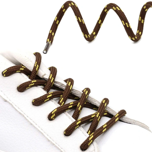 GRAH SANGRAH® (2 Pair) Shoelaces for Hiking Shoes, Outdoor Walking Sneakers, Outdoor Hiking, Climbing, Basketball, Work Boot, Running , Sport Shoes - 120 cm, Coffee Yellow